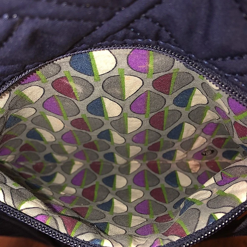 VERA BRADLEY Navy Blue Quilted Convertible Crossbody Shoulderbag - Picture 9 of 15